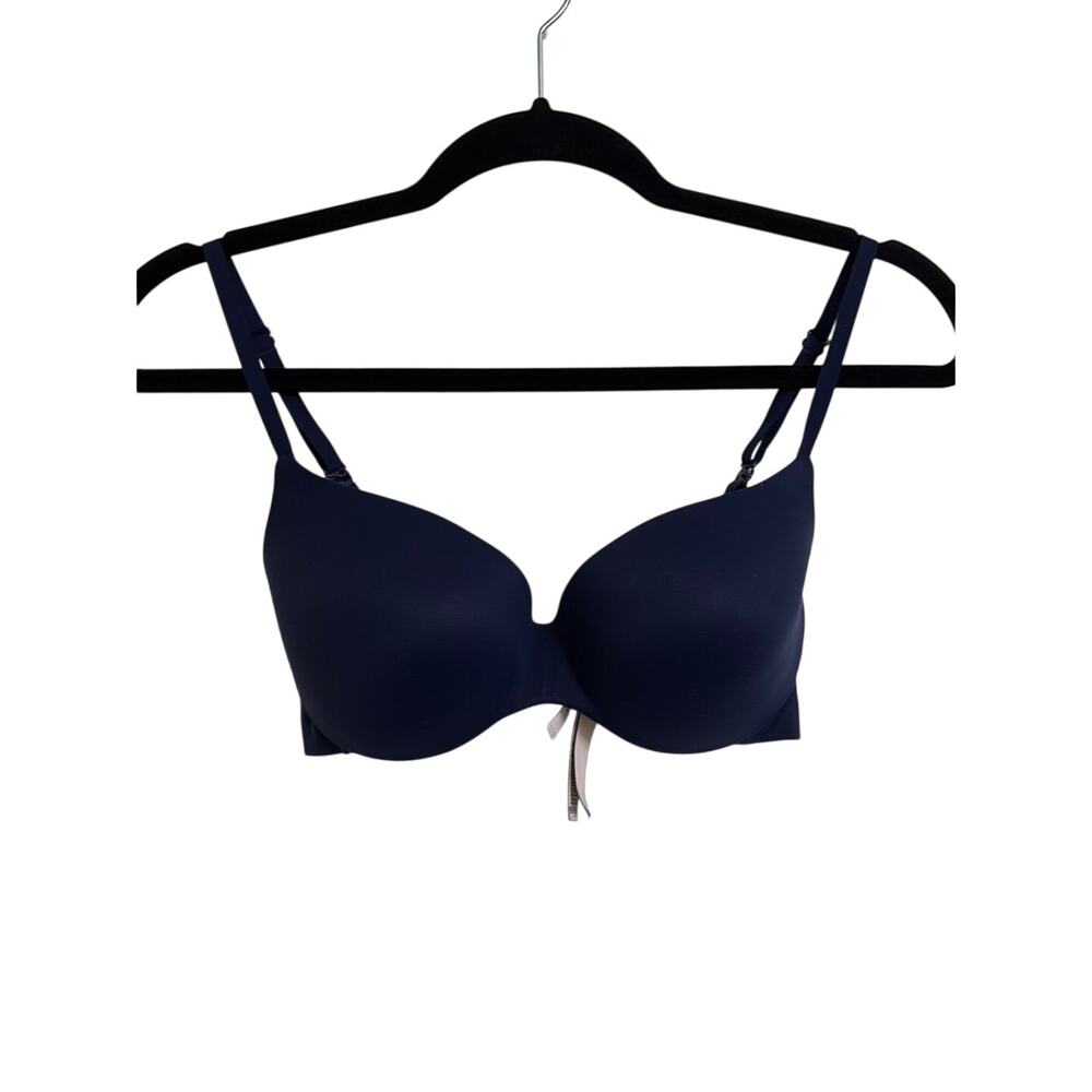 Victoria's Secret Bra Womens 32D Navy Blue Body by Victoria Lined Demi Underwire